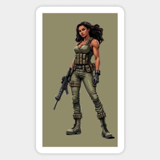 Hispanic Female Soldier Magnet